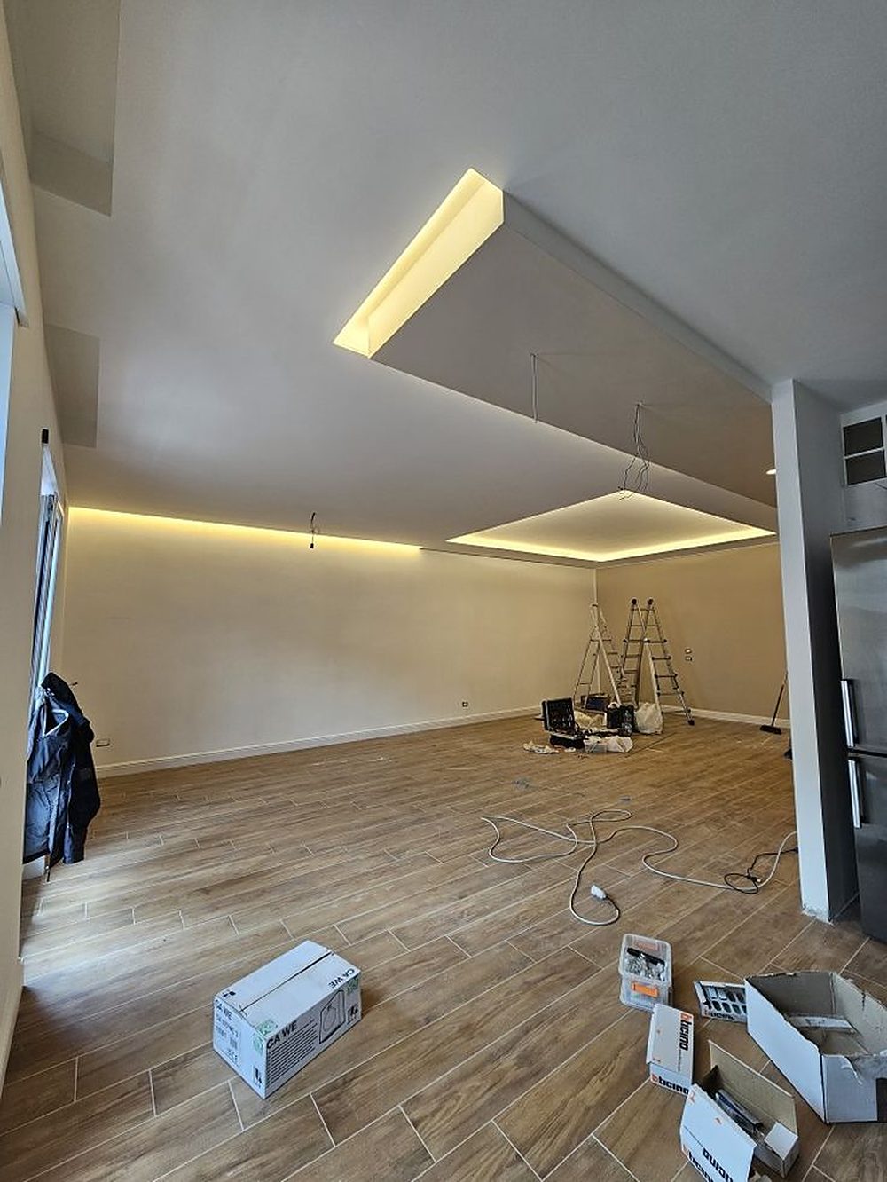 Living room remodel with custom tray ceiling by Summit Home Renovation, Washington general contractor